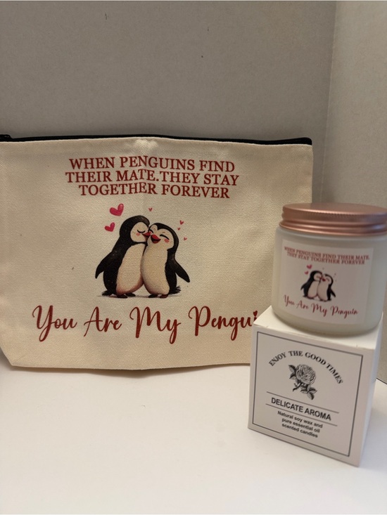 Handbags - You Are My Penguin Canvas Pouch & Candle Set